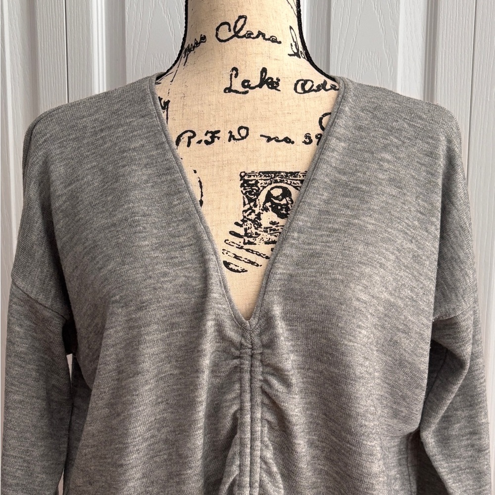 Zara Gray V-Neck Ruched Front - Picture 2 of 5